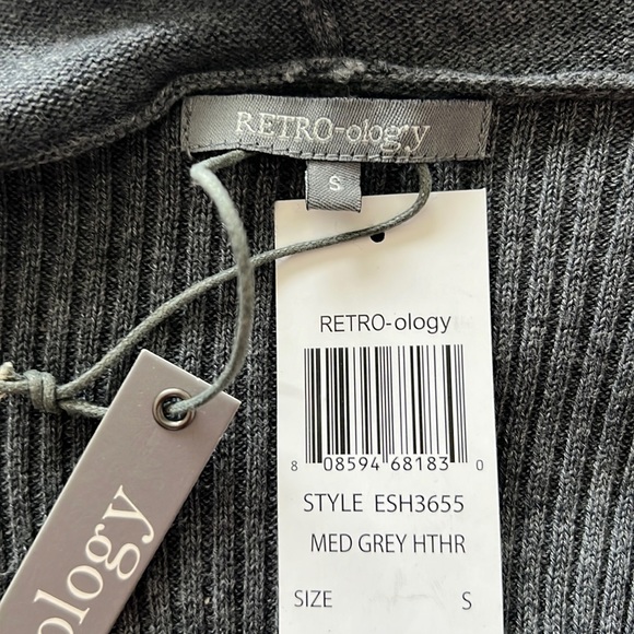 Retro-ology grey open cardigan sweater asymmetrical Size Small EUC - Picture 11 of 16